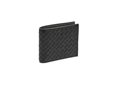 Bottega Veneta Intrecciato Leather Bifold Wallet "Black/New Light Gray"