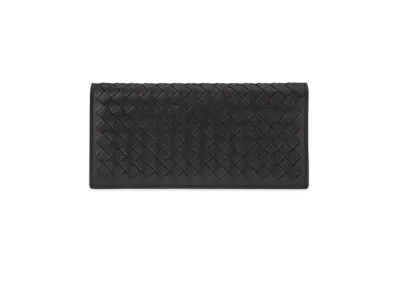 Bottega Veneta Intrecciato Leather Long Fold Wallet "Black"