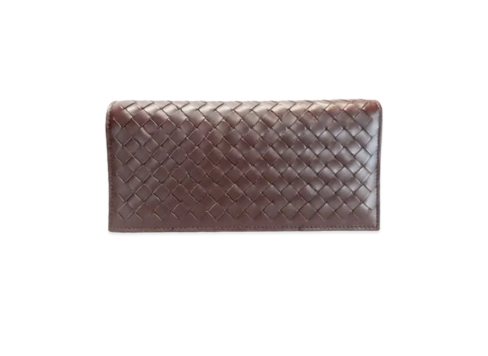 Bottega Veneta Intrecciato Leather Long Fold Wallet "Dark Brown"