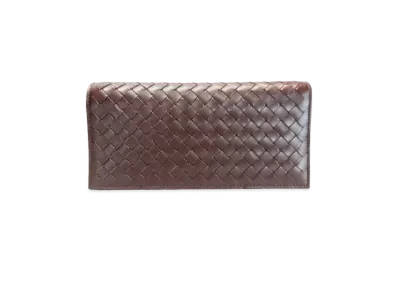 Bottega Veneta Intrecciato Leather Long Fold Wallet "Dark Brown"