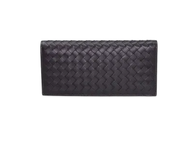 Bottega Veneta Intrecciato Leather Long Fold Wallet "Dark Brown"
