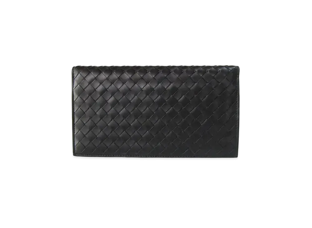 Bottega Veneta Intrecciato Leather Long Fold Wallet "Black"