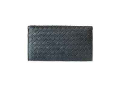 Bottega Veneta Intrecciato Leather Long Fold Wallet "Dark Gray"
