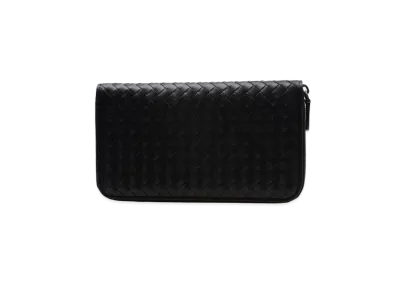 Bottega Veneta Intrecciato Calfskin Zip Around Wallet "Black"