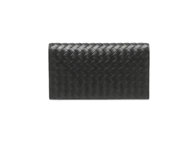 Bottega Veneta Intrecciato Calfskin Long Fold Wallet "Black"