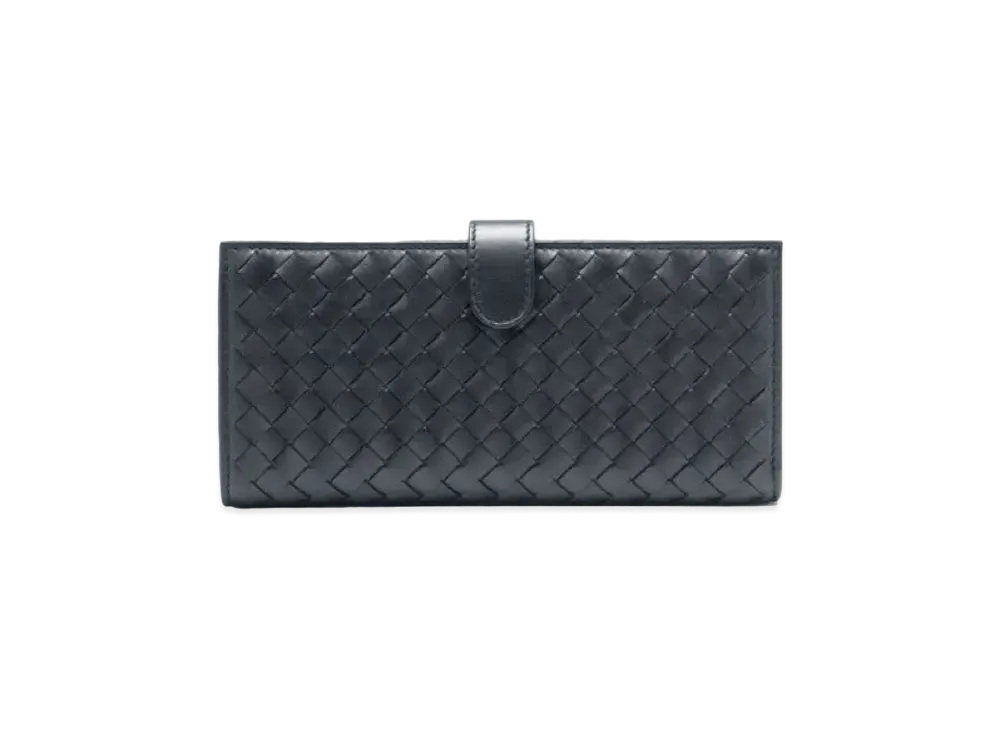 Bottega Veneta Intrecciato Calfskin Long Fold Wallet "Black"
