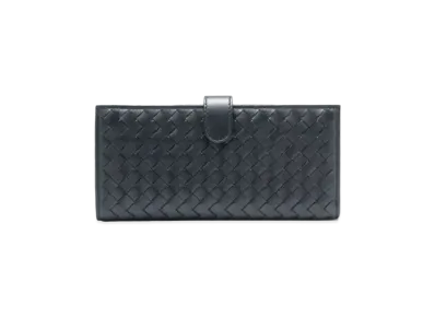 Bottega Veneta Intrecciato Calfskin Long Fold Wallet "Black"