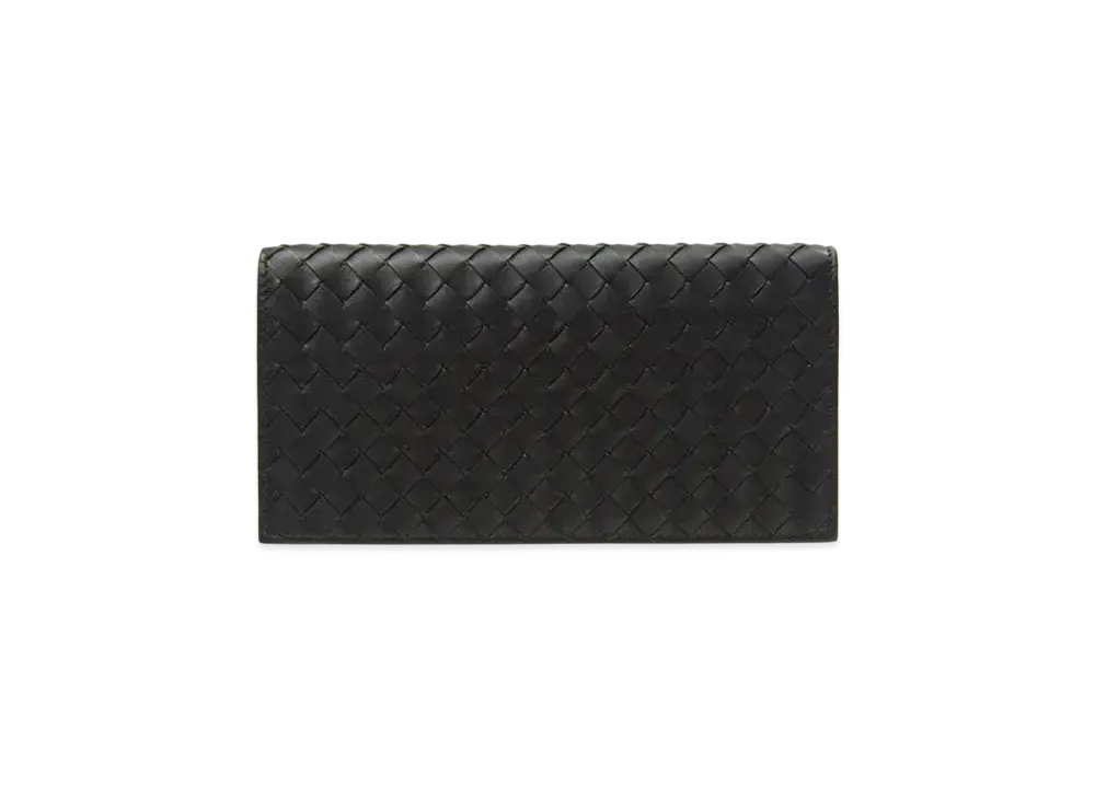 Bottega Veneta Intrecciato Leather Long Fold Wallet "Black"