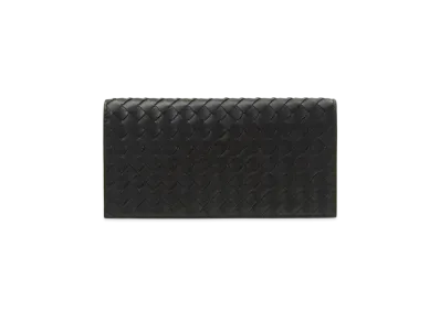 Bottega Veneta Intrecciato Leather Long Fold Wallet "Black"