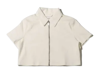 atmos pink Sougara Logo Denim Zip Tops "White"