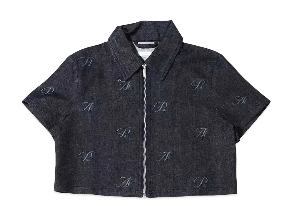 atmos pink Sougara Logo Denim Zip Tops "Black"