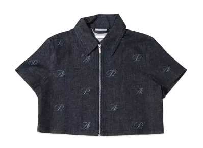 atmos pink Sougara Logo Denim Zip Tops "Black"