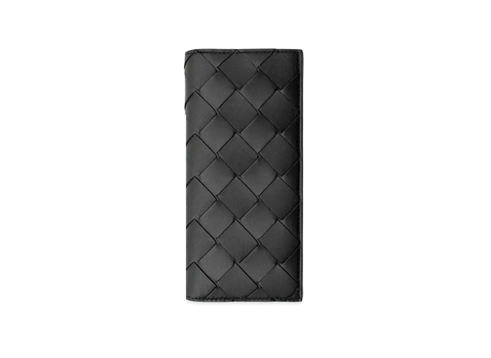Bottega Veneta Maxi Intrecciato Leather Long Fold Wallet "Black"