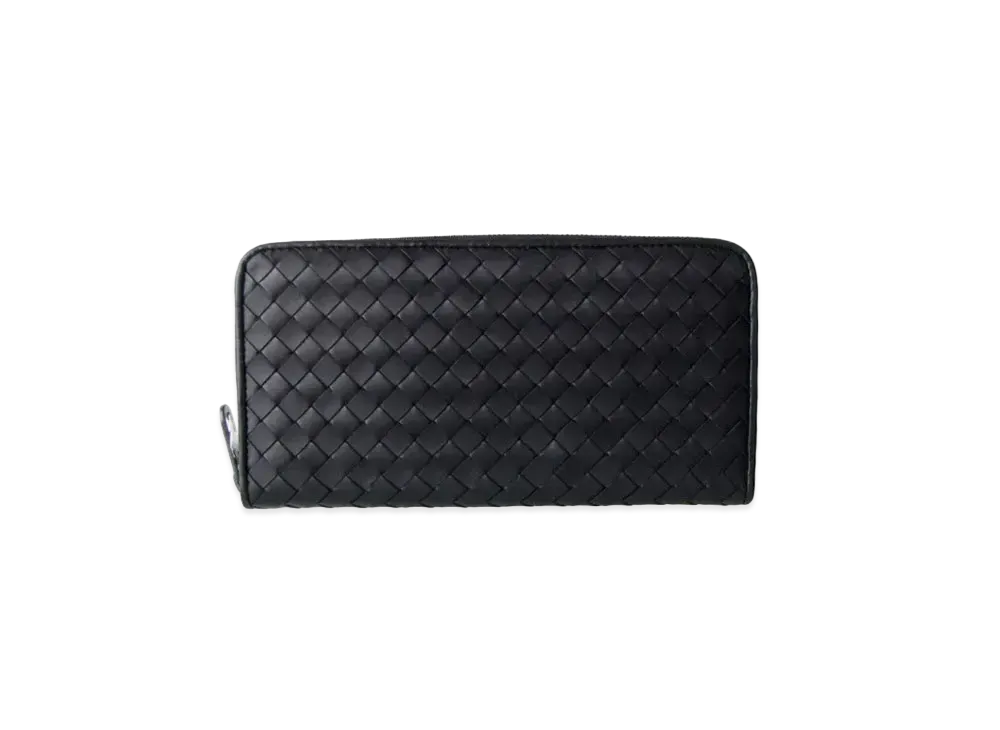 Bottega Veneta Intrecciato Calfskin Zip Around Wallet "Black"