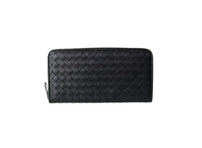 Bottega Veneta Intrecciato Calfskin Zip Around Wallet "Black"