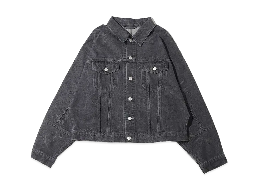 atmos pink x Riehata Monogram Denim Jacket "Black"