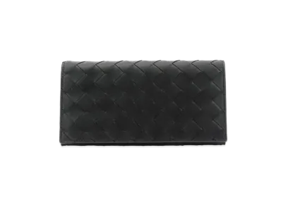 Bottega Veneta Intrecciato Calfskin Long Wallet With Coin Purse "Black"
