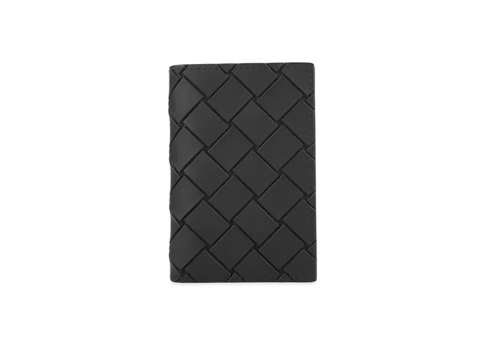 Bottega Veneta Intrecciato Calfskin Flap Card Case "Black"