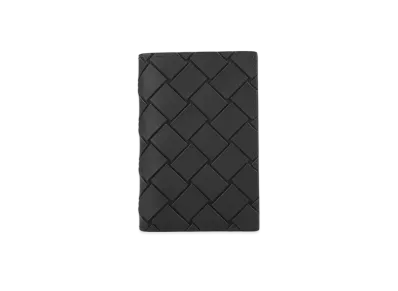 Bottega Veneta Intrecciato Calfskin Flap Card Case "Black"