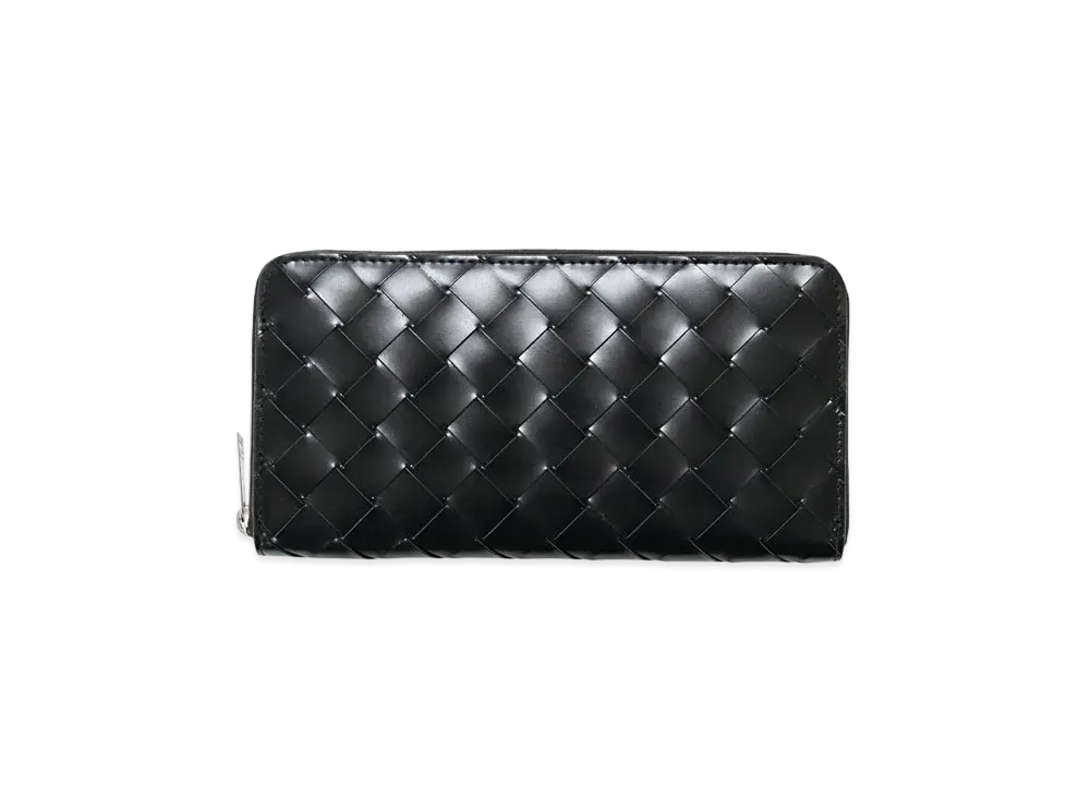 Bottega Veneta Intrecciato Calfskin Zip Around Wallet "Black"
