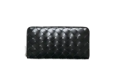 Bottega Veneta Intrecciato Calfskin Zip Around Wallet "Black"