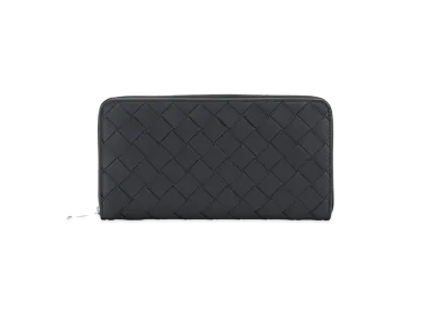 Bottega Veneta Intrecciato Calfskin Zip Around Wallet "Black"
