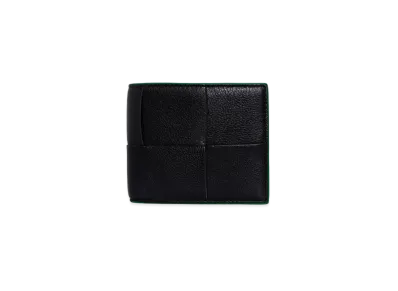 Bottega Veneta Intrecciato Lambskin Cassette Bifold Wallet "Black/Parakeet"