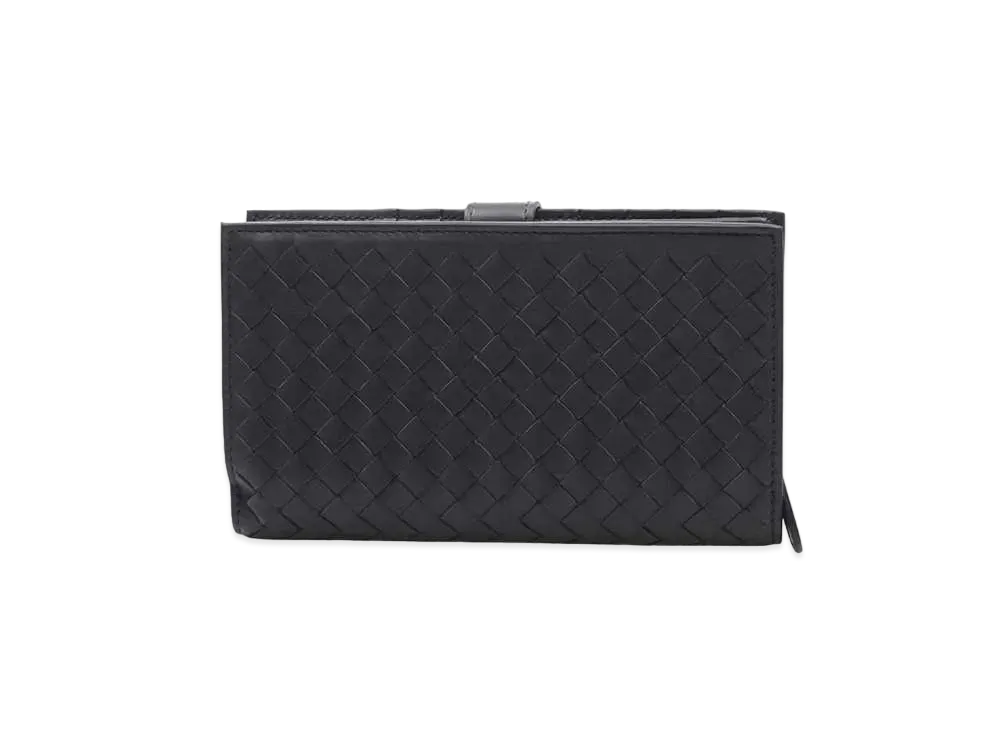 Bottega Veneta Intrecciato Lambskin Medium Bi-fold Zip Wallet "Ardoise"