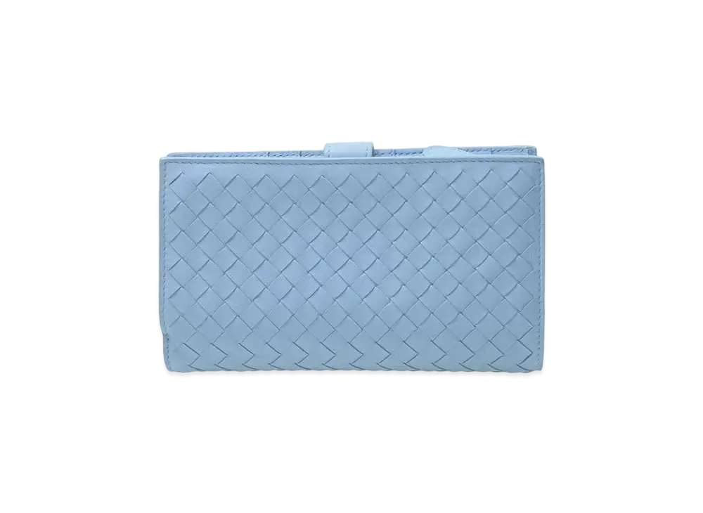 Bottega Veneta Intrecciato Lambskin Medium Bi-fold Zip Wallet "Ciel"
