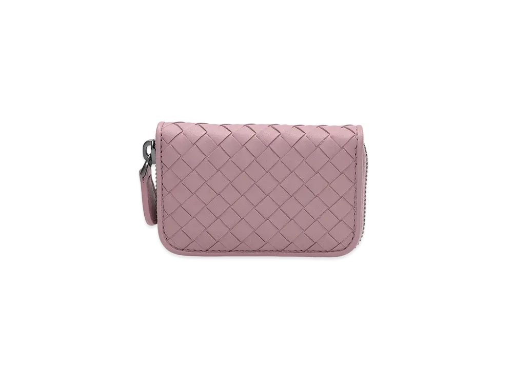 Bottega Veneta Intrecciato Lambskin Zip Around Coin Purse "Mallow Pink"