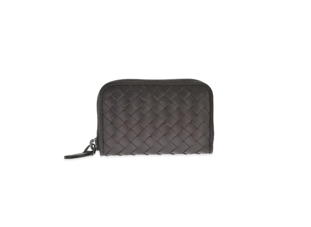 Bottega Veneta Intrecciato Calfskin Zip Around Coin Purse "Ebano"