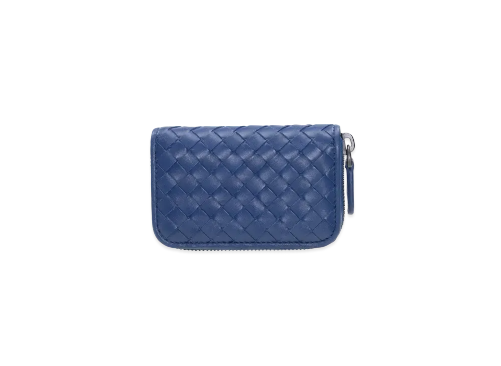 Bottega Veneta Intrecciato Calfskin Zip Around Coin Purse "Blue"