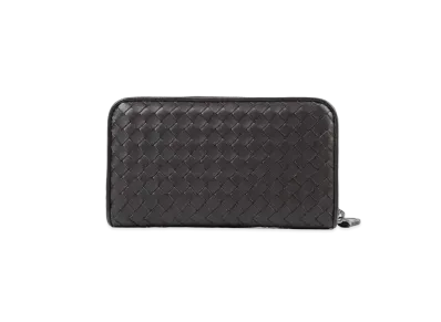 Bottega Veneta Intrecciato Lambskin Zip Around Wallet "Espresso"