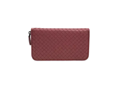 Bottega Veneta Intrecciato Lambskin Zip Around Wallet "Dusty Rose"