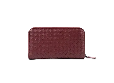 Bottega Veneta Intrecciato Lambskin Zip Around Wallet "Barolo"