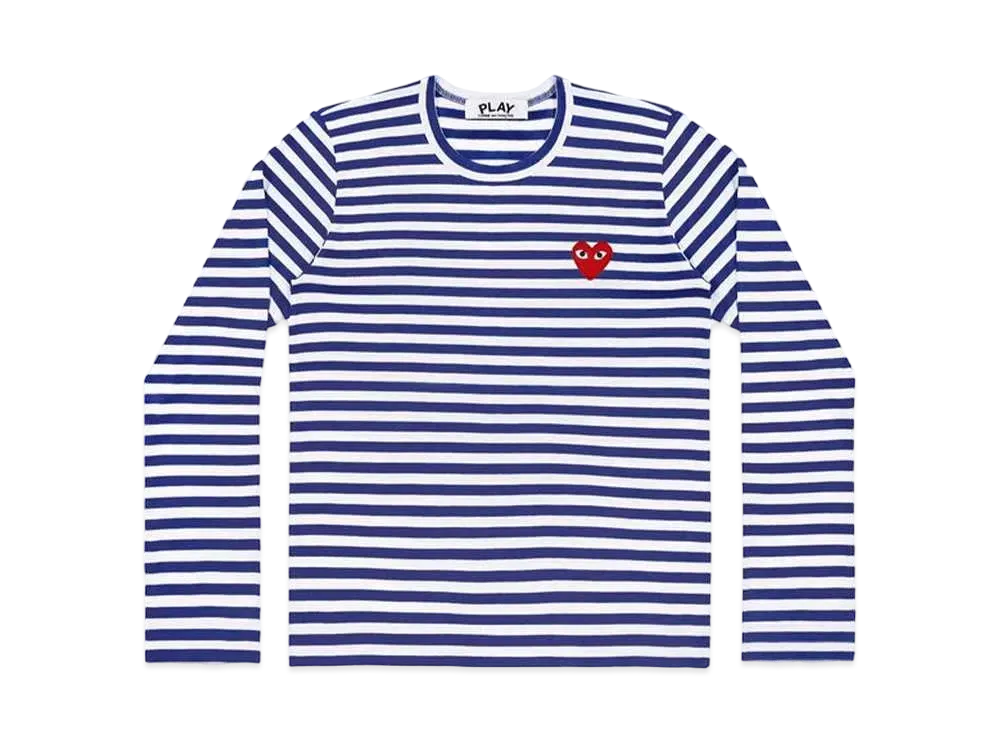 COMME des GARCONS PLAY CDG Striped L/S T-Shirt Mens "Navy/White"