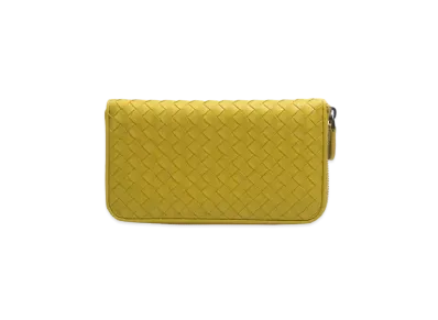 Bottega Veneta Intrecciato Lambskin Zip Around Wallet "Yellow"
