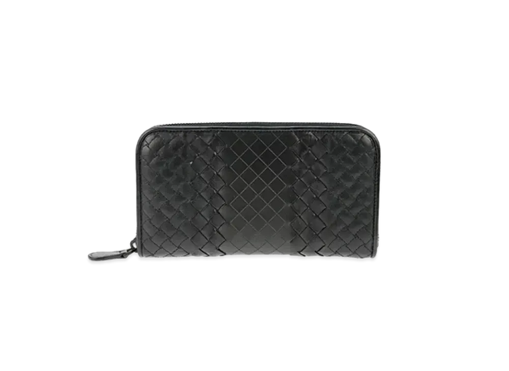 Bottega Veneta Intrecciato Imperatore Calfskin Zip Around Wallet "Black"