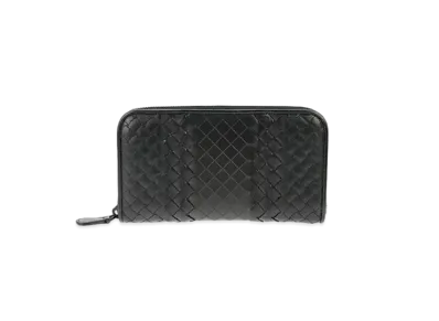 Bottega Veneta Intrecciato Imperatore Calfskin Zip Around Wallet "Black"