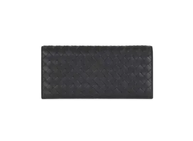 Bottega Veneta Intrecciato Continental Calfskin Bi-fold Wallet "Ardoise"