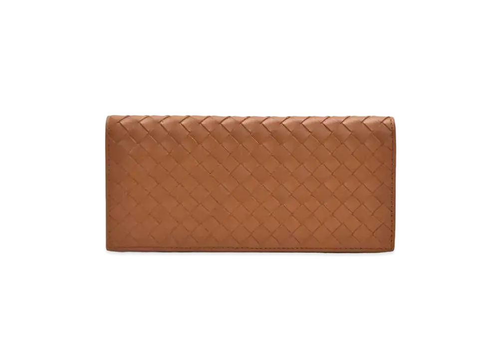 Bottega Veneta Intrecciato Continental Calfskin Bi-fold Wallet "Wood"