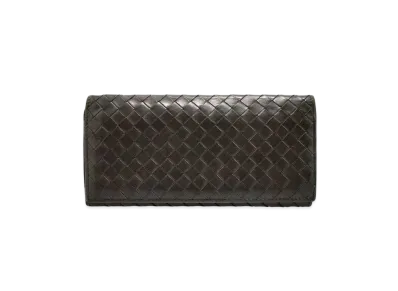 Bottega Veneta Intrecciato Continental Calfskin Bi-fold Wallet "Ebano"