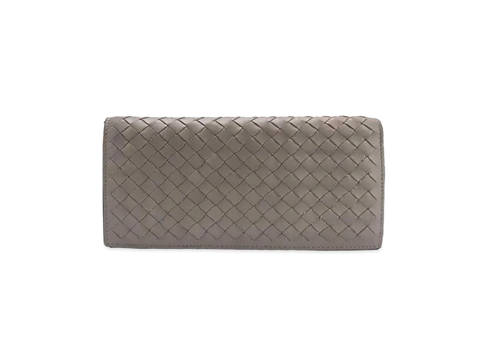 Bottega Veneta Intrecciato Continental Calfskin Bi-fold Wallet "Dark Cement"