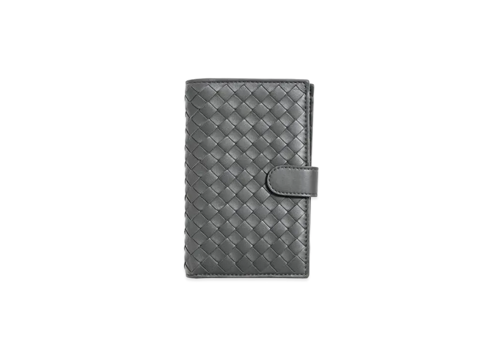 Bottega Veneta Intrecciato Lambskin Nappa Bi-fold Medium Wallet "New Light Grey"