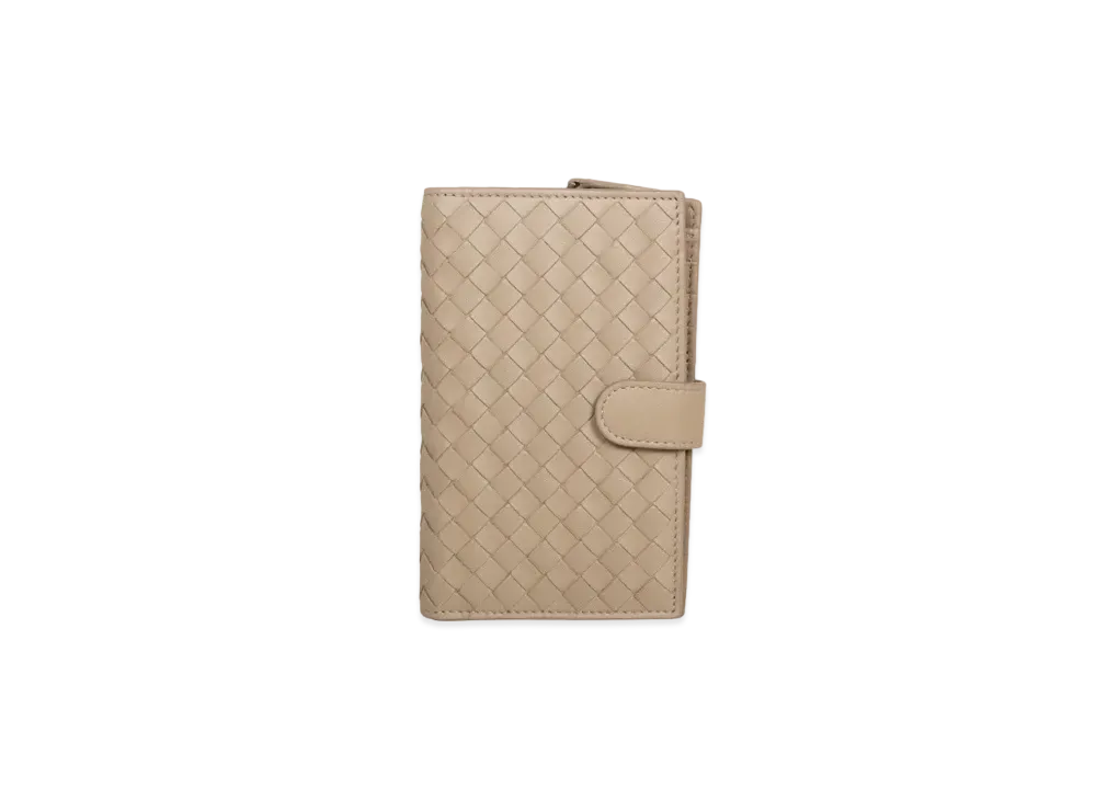 Bottega Veneta Intrecciato Lambskin Nappa Bi-fold Medium Wallet "Limestone"