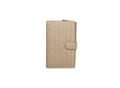 Bottega Veneta Intrecciato Lambskin Nappa Bi-fold Medium Wallet "Limestone"