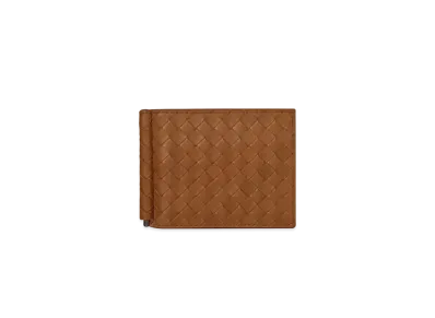 Bottega Veneta Intrecciato Calfskin Bi-fold With Money Clip "Wood"