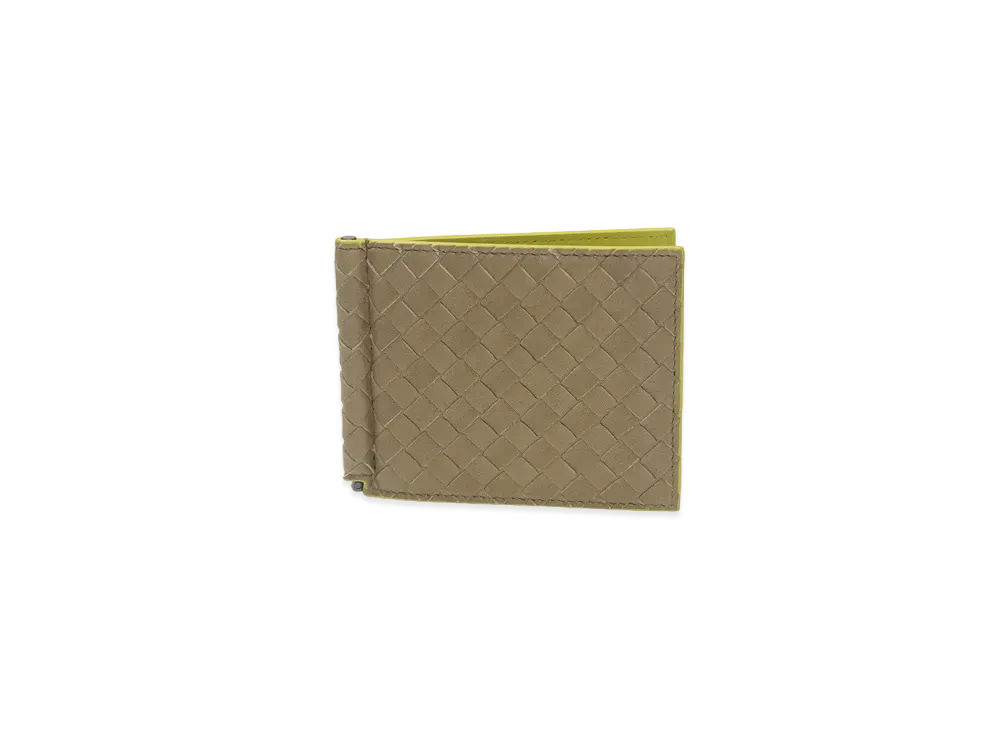 Bottega Veneta Intrecciato Lambskin Bi-fold With Money Clip "Beige"