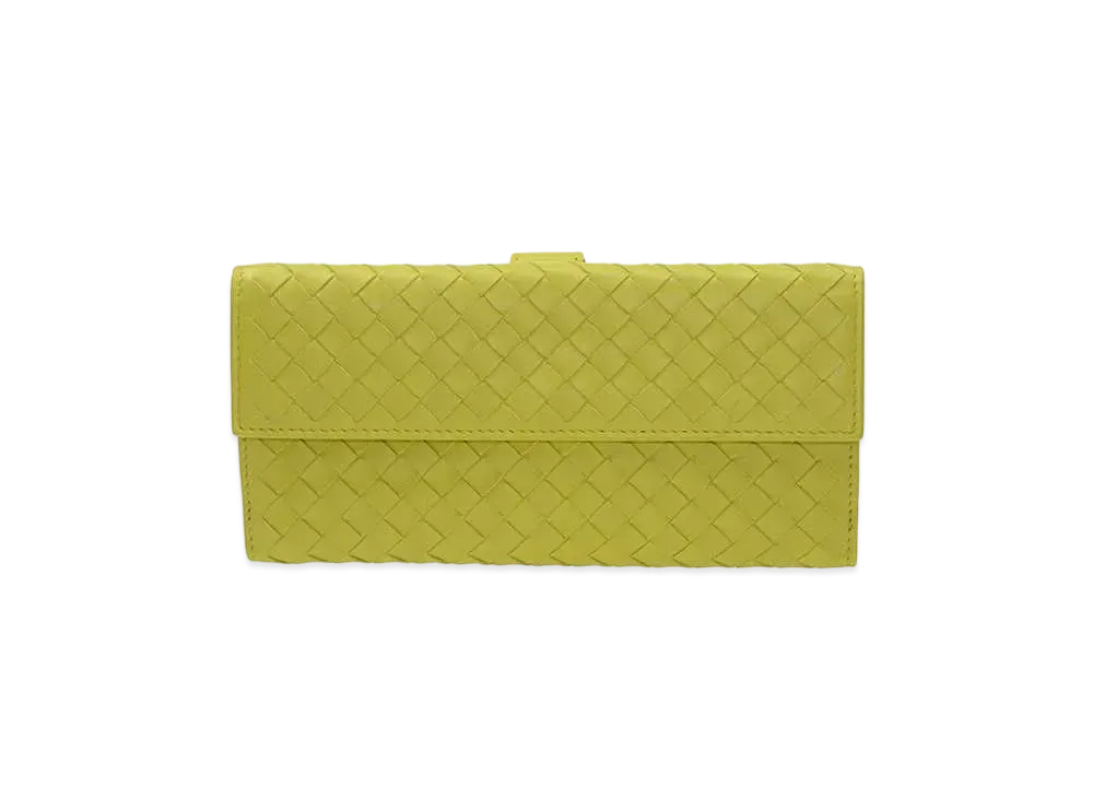 Bottega Veneta Intrecciato Lambskin Nappa Long Wallet "Kiwi"