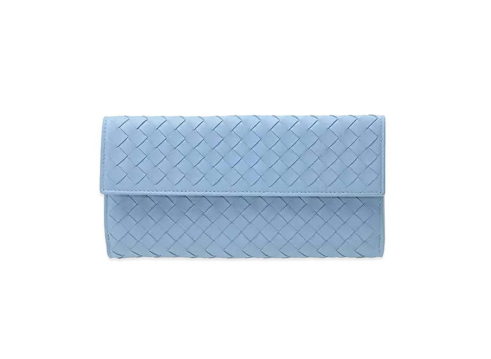 Bottega Veneta Intrecciato Lambskin Nappa Long Wallet "Ciel"